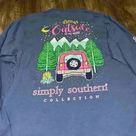 Simply Southern Pink Jeep Think Outside the box needed Long Sleeve Shirt - Picture 4 of 4